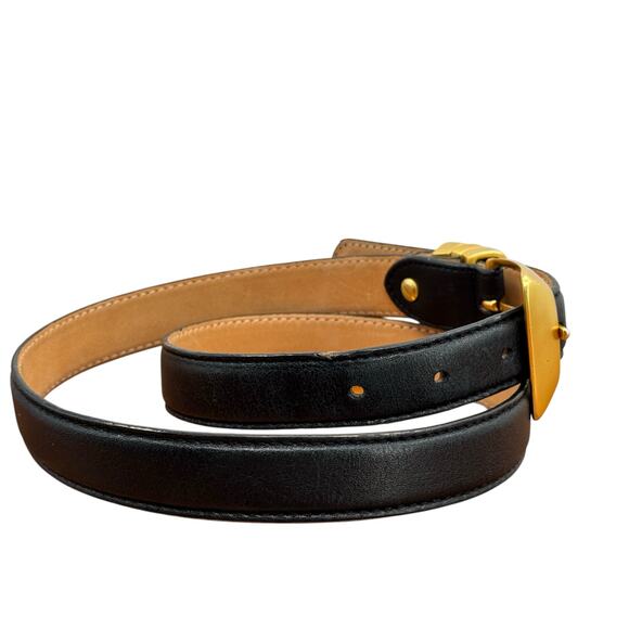Americana by Sharif Gold Black Leather Belt M Womens Modern Luxe Chic Geometric - Picture 5 of 14